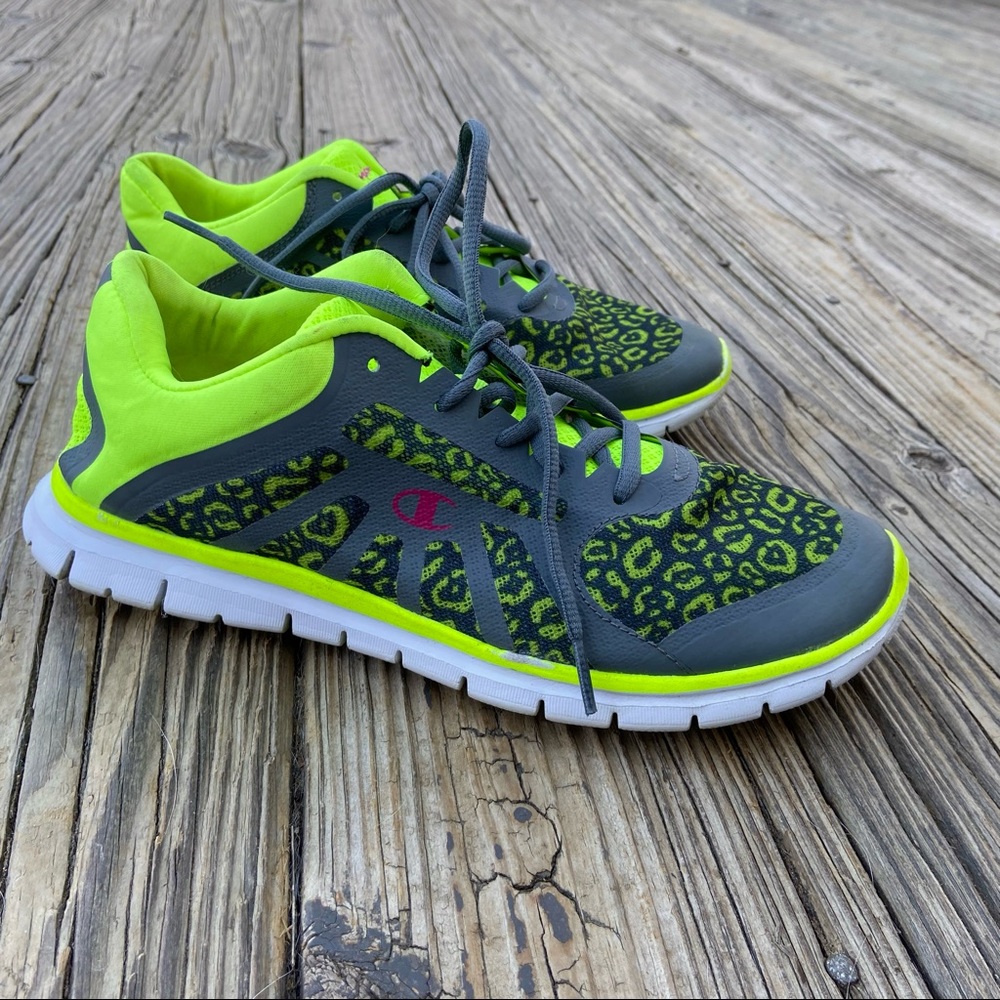 Champion Neon Yellow Leopard Print Running Training Shoe